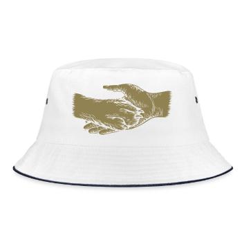 Dog and Master - Hand and Paw Silhouette - Bucket Hat - white/navy - Front