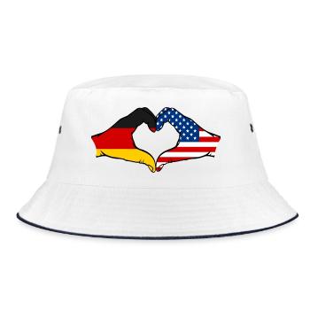 Germany USA Heart Shape with Hands - Bucket Hat - white/navy - Front