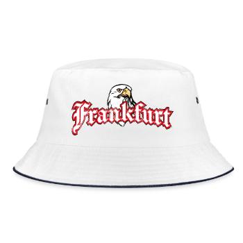 Frankfurt mit Adler und Grunge Effekt - Bucket Hat - Weiß/Navy - Vorne