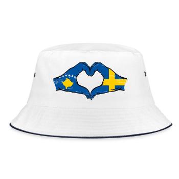 Kosovo Suède drapeau mains forme de coeur utilisé - Bob - blanc/marine - Devant