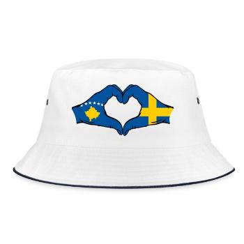 Kosovo Suède Drapeau Mains Coeur Forme - Bob - blanc/marine - Devant