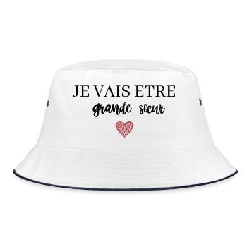 Ich werde eine große Schwester sein - Bucket Hat - Weiß/Navy - Vorne