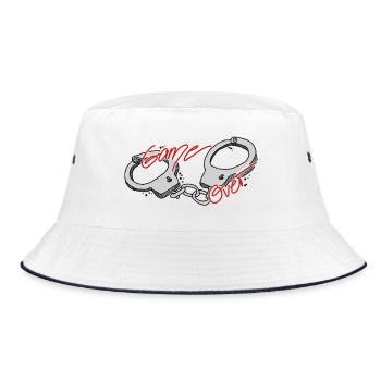 Handcuffs - game over - hand drawn - Bucket Hat - white/navy - Front