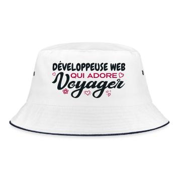 Web developer, globetrotter, travel enthusiast - Bucket Hat - white/navy - Front