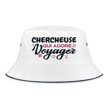 Chercheuse globe-trotteuse passionnée de voyages - Bob - blanc/marine - Devant
