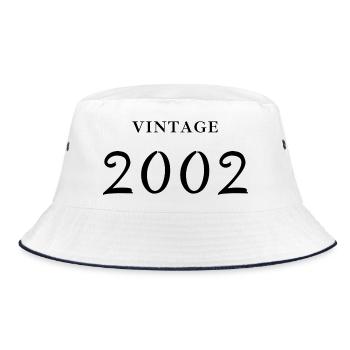 Jahrgang 2002 - Geschenkidee zum Geburtstag - Bucket Hat - Weiß/Navy - Vorne