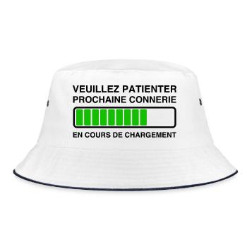 Please Wait Next in progress - Bucket Hat - white/navy - Front