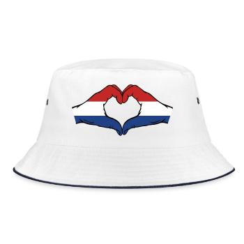 Holland Flag Hands Heart Shape - Bucket Hat - white/navy - Front