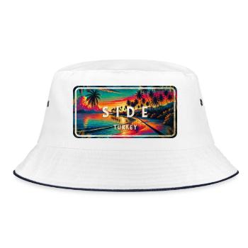 Side Turkey vintage sunset sign - Bucket Hat - white/navy - Front