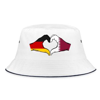 Germany Qatar Flag Hands Heart Shape - Bucket Hat - white/navy - Front