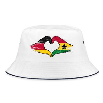 Deutschland Ghana Flagge Hände Herzform used - Bucket Hat - Weiß/Navy - Vorne