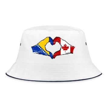 Bosnia Canada flag hands heart shape used - Bucket Hat - white/navy - Front
