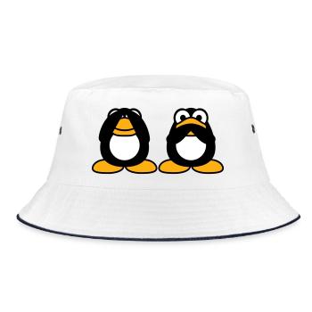 2 Penguins Talking Nothing See Mute Blind Friends - Bucket Hat - white/navy - Front