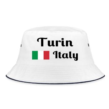 Turin, Italy - Stylish prints - Bucket Hat - white/navy - Front