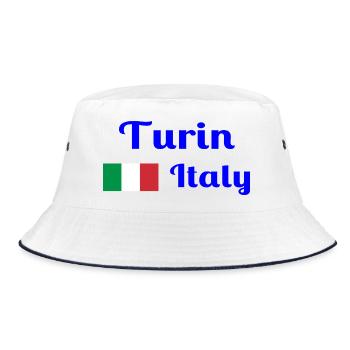 Turin, Italy - Stylish prints - Bucket Hat - white/navy - Front