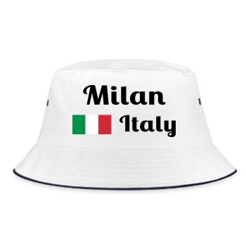 Milan, Italy - Stylish prints - Bucket Hat - white/navy - Front