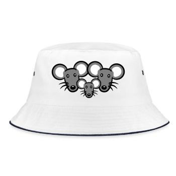 3 Mice Family Child Mom Dad Parents Row Cute - Bucket Hat - white/navy - Front