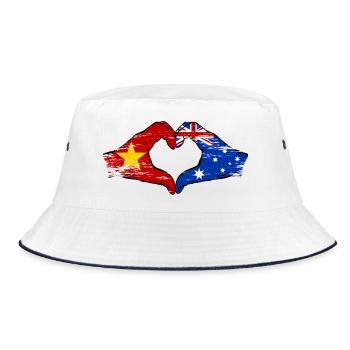 Vietnam Australie Drapeau Mains Coeur Forme Utilisé - Bob - blanc/marine - Devant