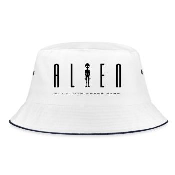 Alien Sci-Fi Design – Not Alone. Never Were. - Bucket Hat - Weiß/Navy - Vorne