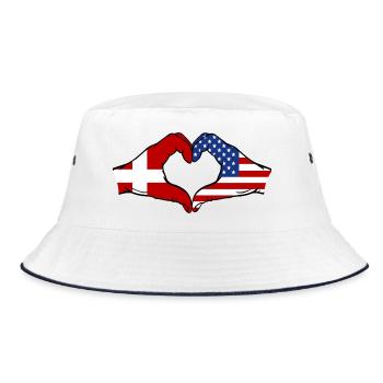 Danemark, États-Unis, Drapeau, Main, Coeur - Bob - blanc/marine - Devant