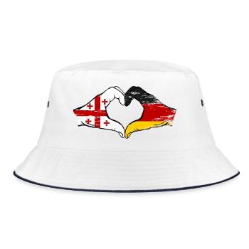 Georgien Deutschland Flagge Haende Herzform use - Bucket Hat - Weiß/Navy - Vorne