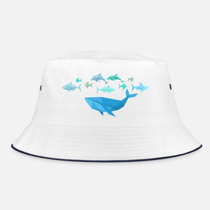 Fische mit Wal im Origami-Stil Bucket Hat
