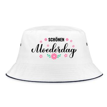 Flower Wreath in Pastel Pink - Bucket Hat - white/navy - Front