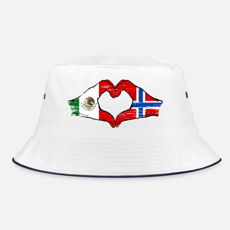 Mexico Norway flag hands heart shape used Bucket Hat
