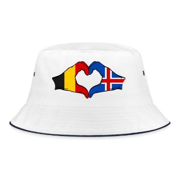 Belgique Islande Drapeau Mains Coeur Forme - Bob - blanc/marine - Devant