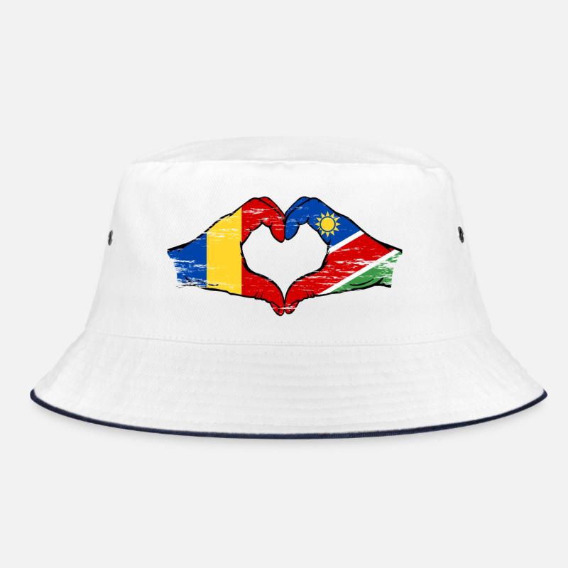 Drapeau de la Roumanie et de la Namibie, mains en forme de cœur, utilisé Bob