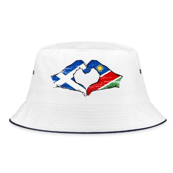 Scotland Namibia Flag Hands Heart Shape used - Bucket Hat - white/navy - Front