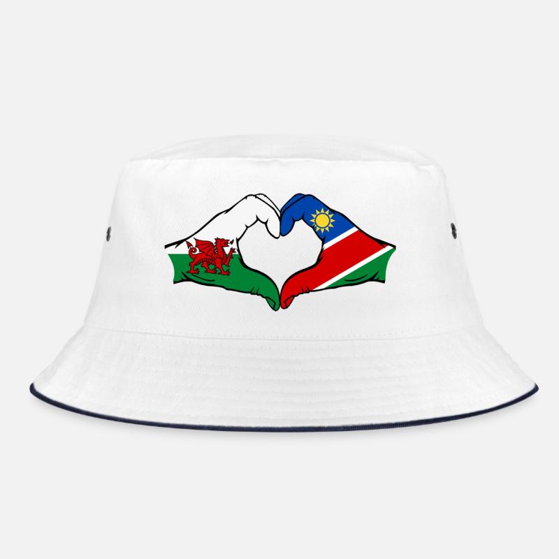 Wales Namibia Flagge Hände Herzform Bucket Hat