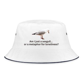 Seagull Loneliness Reflection T-Shirt - Bucket Hat - white/navy - Front