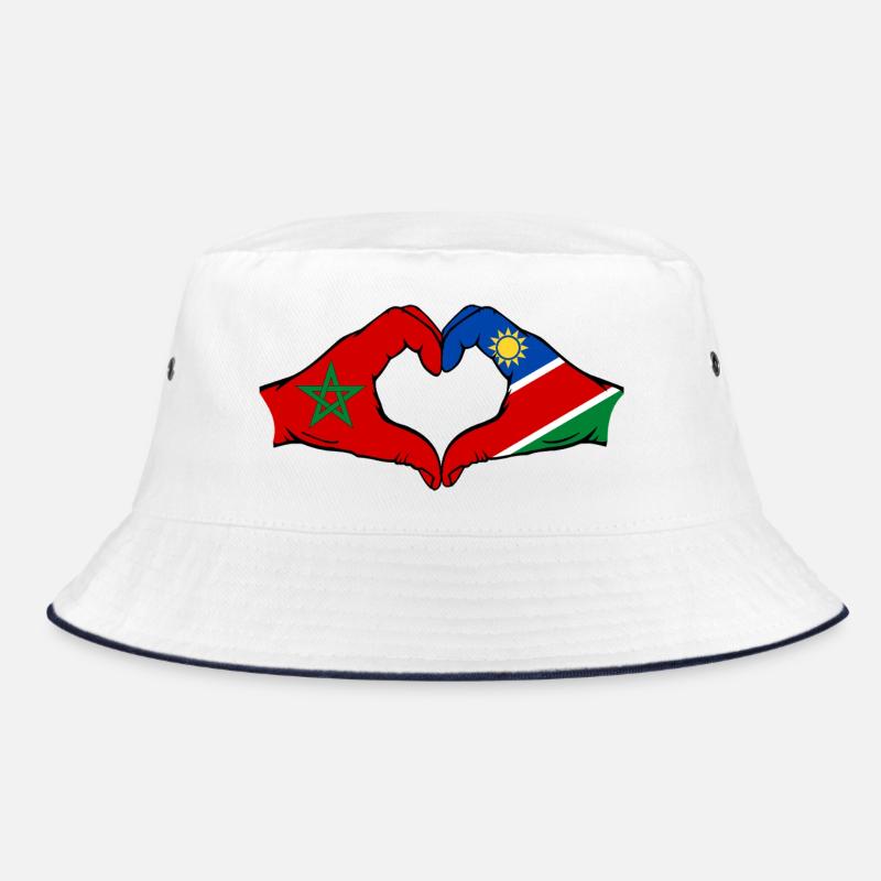 Morocco Namibia Flag Hands Heart Shape Bucket Hat