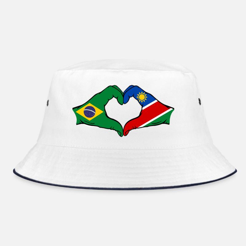 Brazil Palestine Flag Hands Heart Shape Bucket Hat