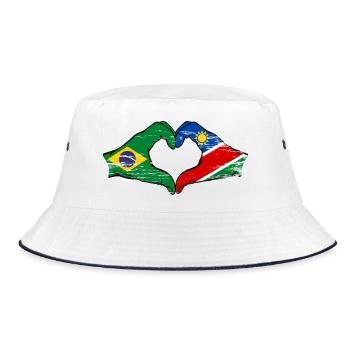 Brazil Namibia Flag Hands Heart Shape - Bucket Hat - white/navy - Front