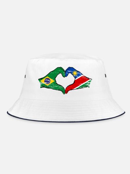 Brésil Namibie drapeau mains forme coeur - Bob - blanc/marine - Devant