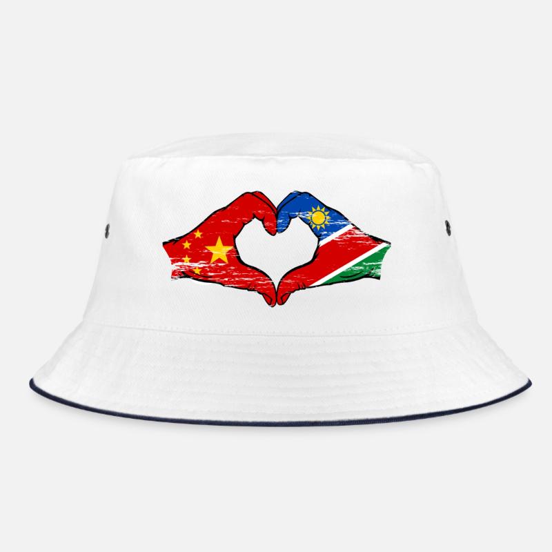China Namibia Flagge Hände Herzform Bucket Hat