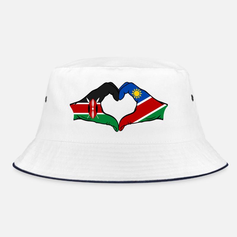 Kenya Namibia Flag Hands Heart Shape Bucket Hat