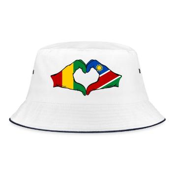 Guiena Namibia Flagge Hände Herzform - Bucket Hat - Weiß/Navy - Vorne