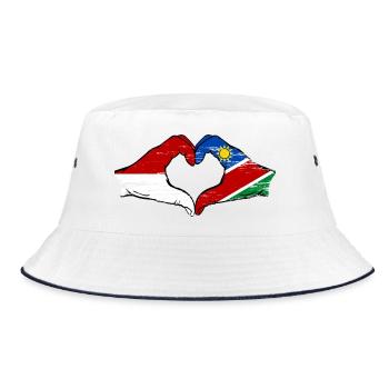 Indonesien Nairobi Flagge Herz Hände - Bucket Hat - Weiß/Navy - Vorne