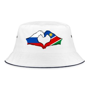Russland Namibia Flagge Hände Herzform - Bucket Hat - Weiß/Navy - Vorne