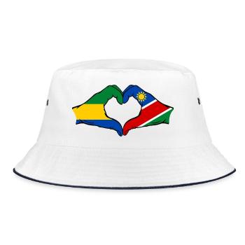 Gabon Namibia Flagge Hände Herzform - Bucket Hat - Weiß/Navy - Vorne