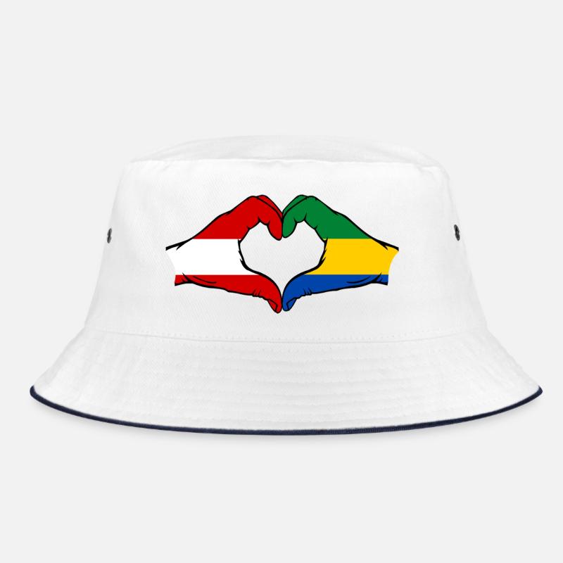 Drapeau de l'Autriche et du Gabon, mains en forme de cœur utilisées Bob