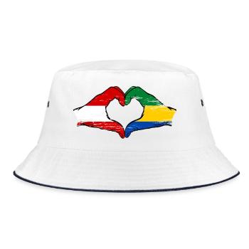 Österreich Gabun Flagge Hände Herzform used - Bucket Hat - Weiß/Navy - Vorne