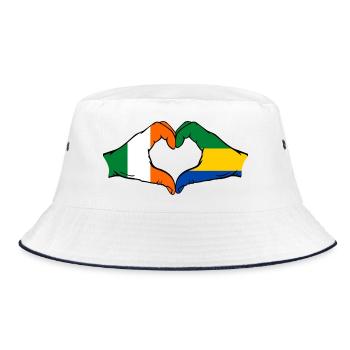 Ireland Gabon Flag Hands Heart Shape - Bucket Hat - white/navy - Front