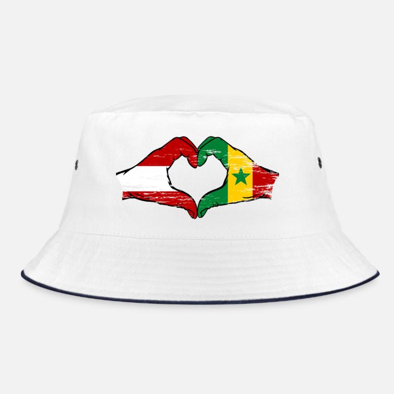 Drapeau Autriche Sénégal Mains Forme de cœur Utilisé Bob