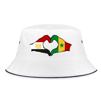 Herz aus Ägypten und Senegal Flaggen - Bucket Hat - Weiß/Navy - Vorne