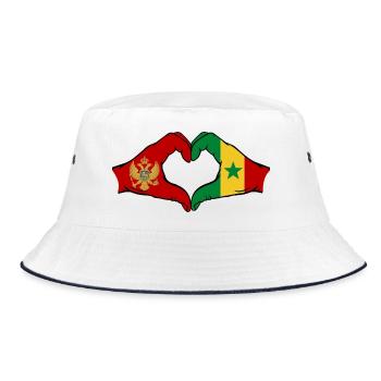 Montenegro Senegal Flagge Hände Herzform - Bucket Hat - Weiß/Navy - Vorne