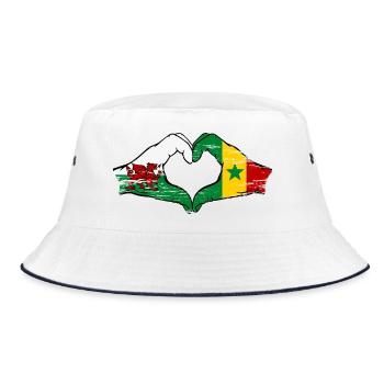 Pays de Galles Drapeau du Sénégal mains forme de coeur utilisé - Bob - blanc/marine - Devant